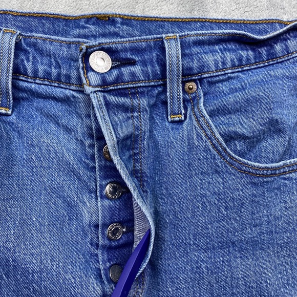 Levi's 501 Cutoff Denim Jean Shorts Blue Button Fly Raw Hem Women Sz 31 Fits 30" - Picture 6 of 11